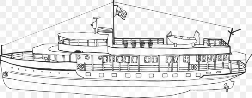 Sailing Ship Water Transportation Boating Line Art, PNG, 872x342px, Sailing Ship, Architecture, Artwork, Black And White, Boat Download Free