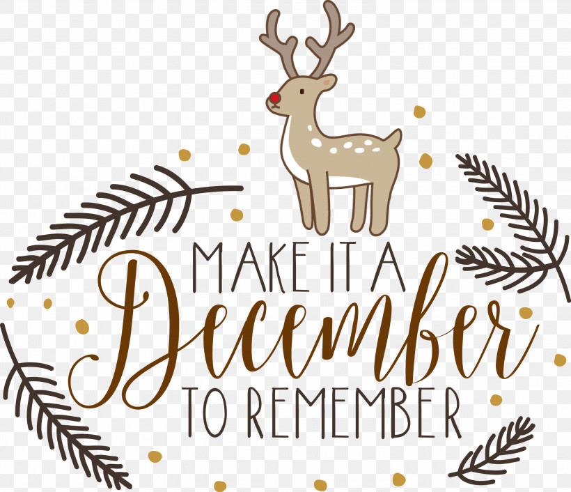 Make It A December December Winter, PNG, 3000x2584px, Make It A December, Antler, Christmas Day, Christmas Ornament, Christmas Ornament M Download Free