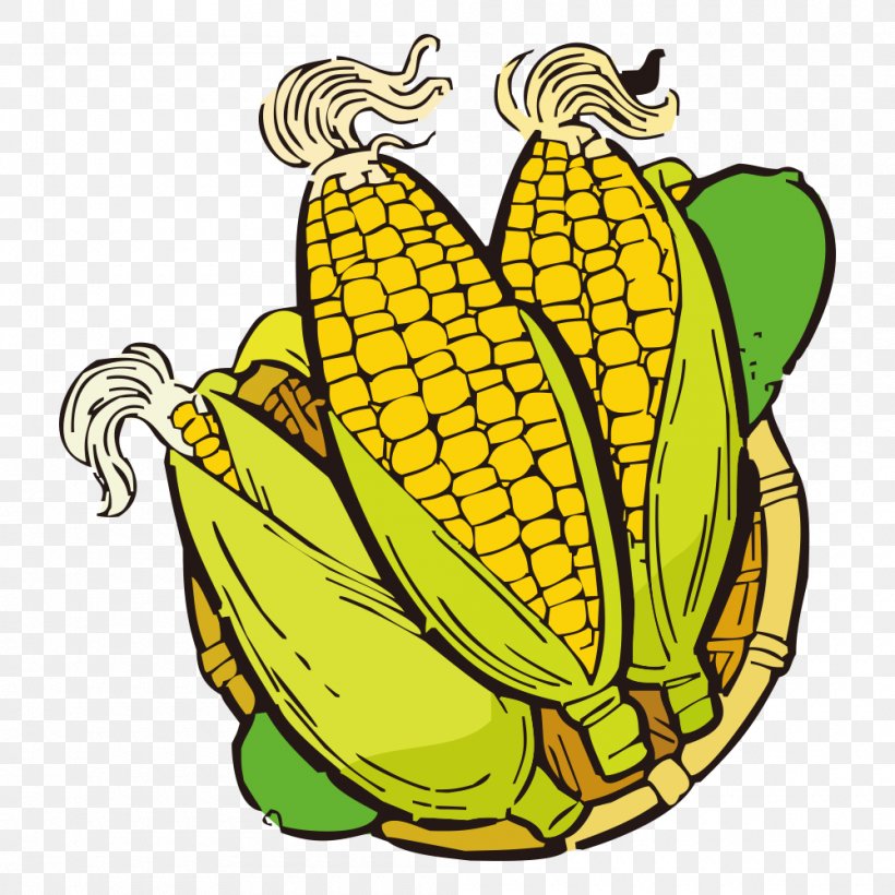 Banana Vegetable Maize Clip Art, PNG, 1000x1000px, Banana, Banana Family, Cartoon, Commodity, Corn Kernel Download Free