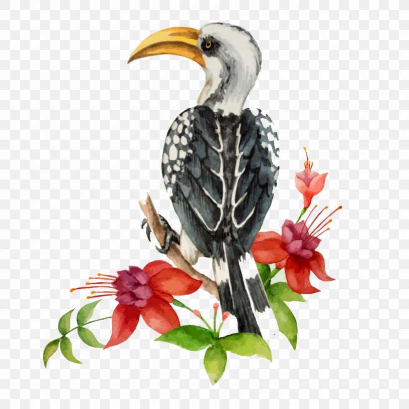Bird Watercolor Painting Royalty-free Toucan, PNG, 1024x1024px, Bird, Beak, Coraciiformes, Drawing, Fauna Download Free