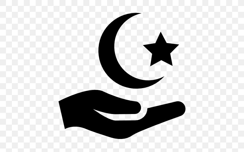 Ramadan Symbol Crescent Clip Art, PNG, 512x512px, Ramadan, Black And White, Brand, Crescent, Hand Download Free