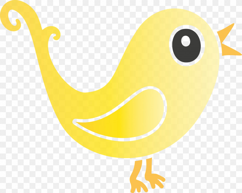 Yellow Beak Cartoon Bird Tail, PNG, 3000x2393px, Cartoon Bird, Beak, Bird, Cartoon, Paint Download Free