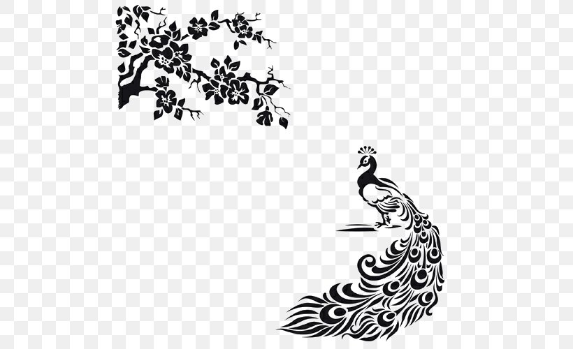Peafowl Drawing Vector Graphics Line Art Clip Art, PNG, 500x500px, Peafowl, Art, Bird, Black, Black And White Download Free