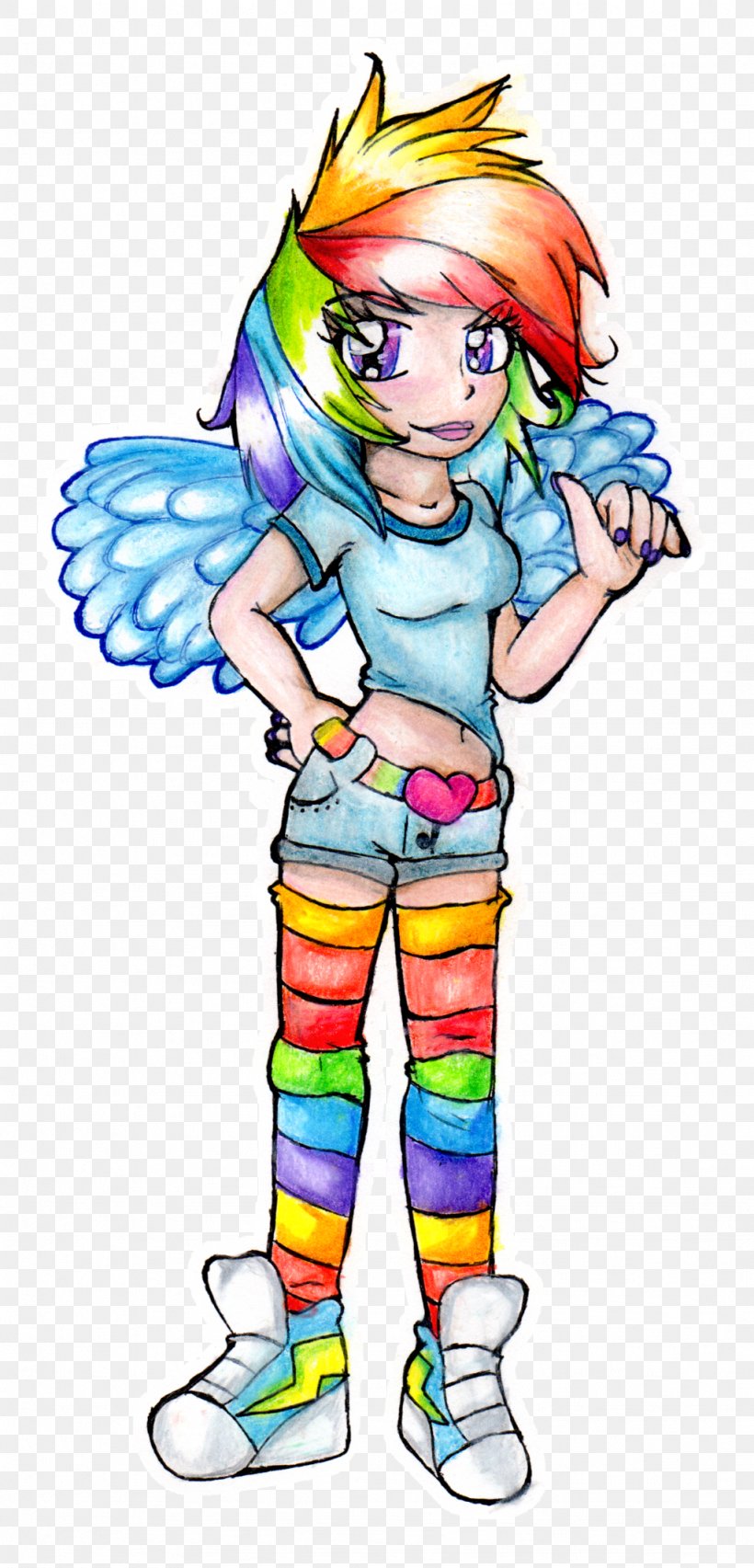 Rainbow Dash Human Rainbow Art Drawing My Little Pony, PNG, 1024x2130px, Watercolor, Cartoon, Flower, Frame, Heart Download Free