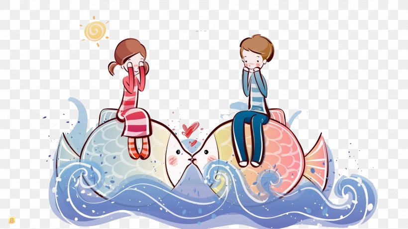 Cartoon Couple High-definition Television Drawing Wallpaper, PNG, 1920x1080px, Watercolor, Cartoon, Flower, Frame, Heart Download Free
