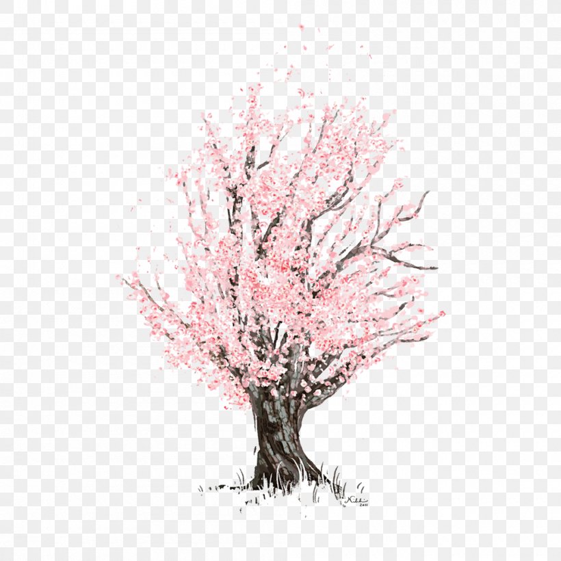 Cherry Blossom Drawing Watercolor Painting, PNG, 1000x1000px, Cherry Blossom, Art, Blossom, Branch, Cherry Download Free