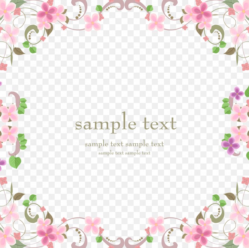 Vector Pink Flowers Border Material, PNG, 1419x1419px, Earring, Floral Design, Flower, Necklace, Pattern Download Free