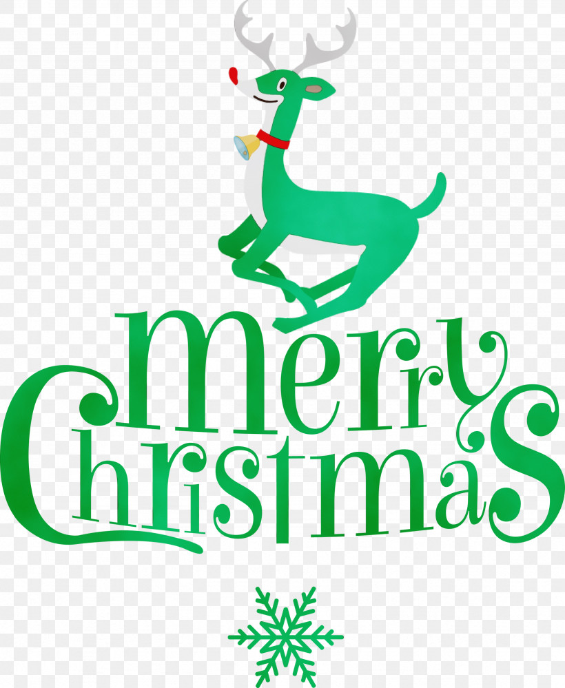 Reindeer, PNG, 2461x3000px, Green Merry Christmas, Deer, Leaf, Logo, Meter Download Free