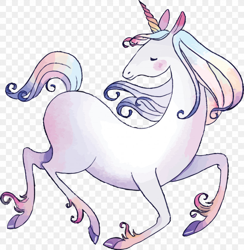 Unicorn, PNG, 2931x3000px, Watercolor Unicorn, Animal Figure, Cartoon, Mane, Pink Download Free