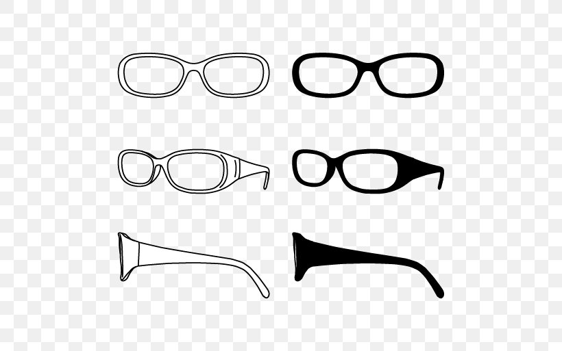 Sunglasses Eyewear Drawing Browline Glasses, PNG, 512x513px, Glasses, Auto Part, Black And White, Brand, Browline Glasses Download Free