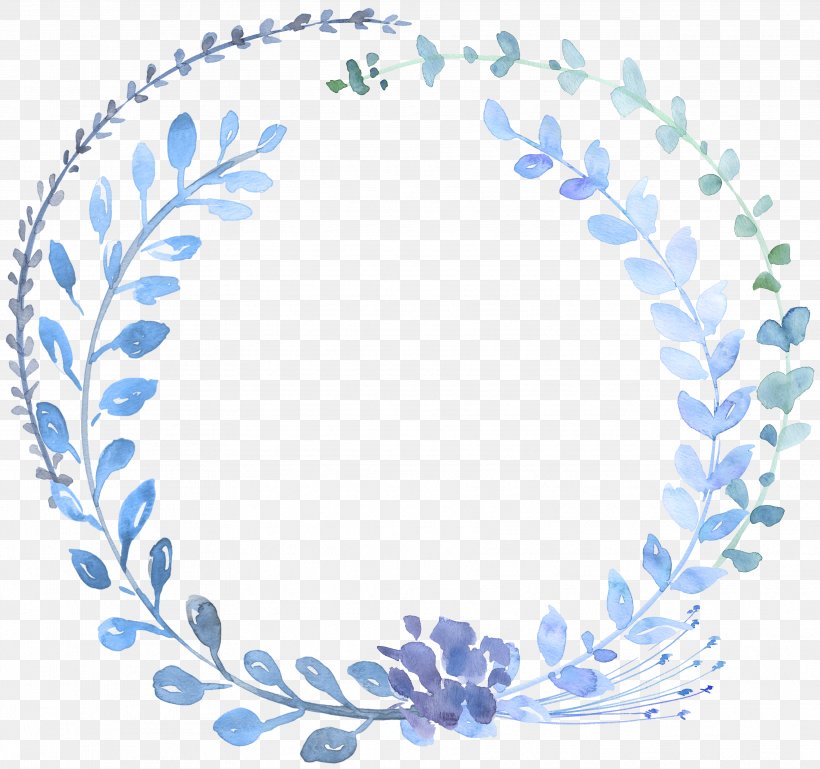 Watercolour Flowers Watercolor Painting Wreath Blue, PNG, 3543x3326px, Watercolour Flowers, Area, Blue, Drawing, Flower Download Free