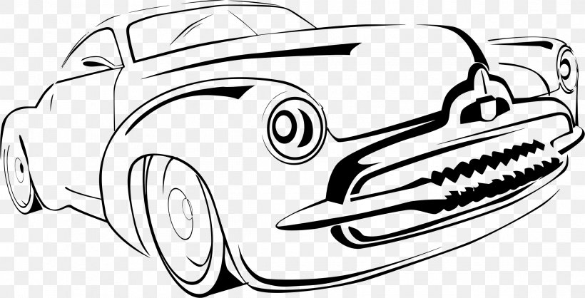 Car Drawing Line Art Clip Art, PNG, 2322x1186px, Car, Automotive Design, Automotive Exterior, Black And White, Classic Car Download Free
