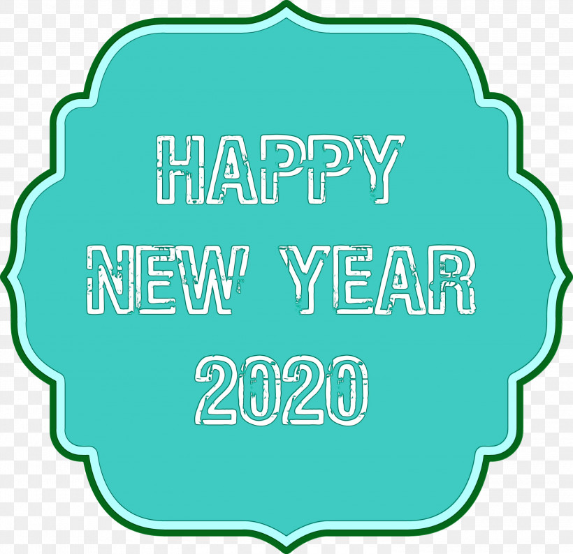 Green Text Line Font Label, PNG, 3000x2907px, 2020, Happy New Year 2020, Green, Label, Line Download Free