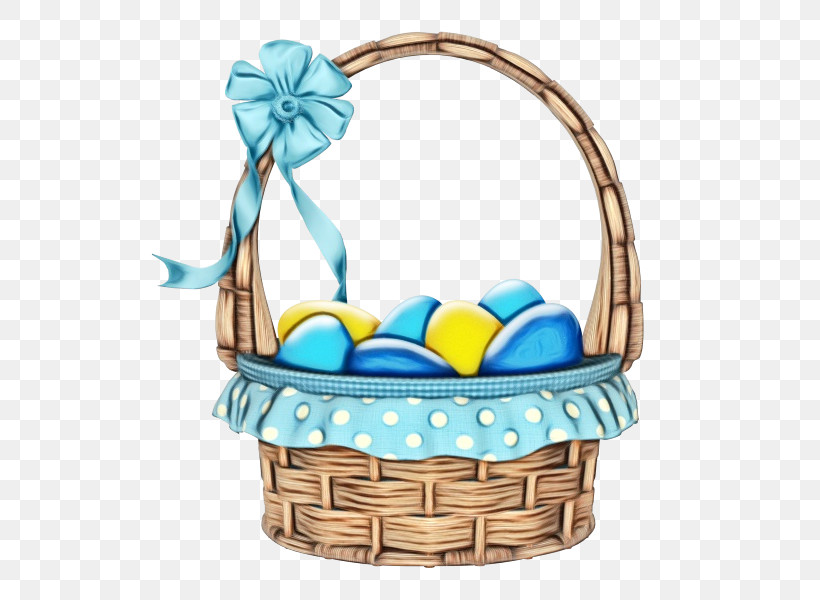 Turquoise Gift Basket Basket Storage Basket Easter, PNG, 600x600px, Watercolor, Basket, Bird Nest, Easter, Gift Basket Download Free