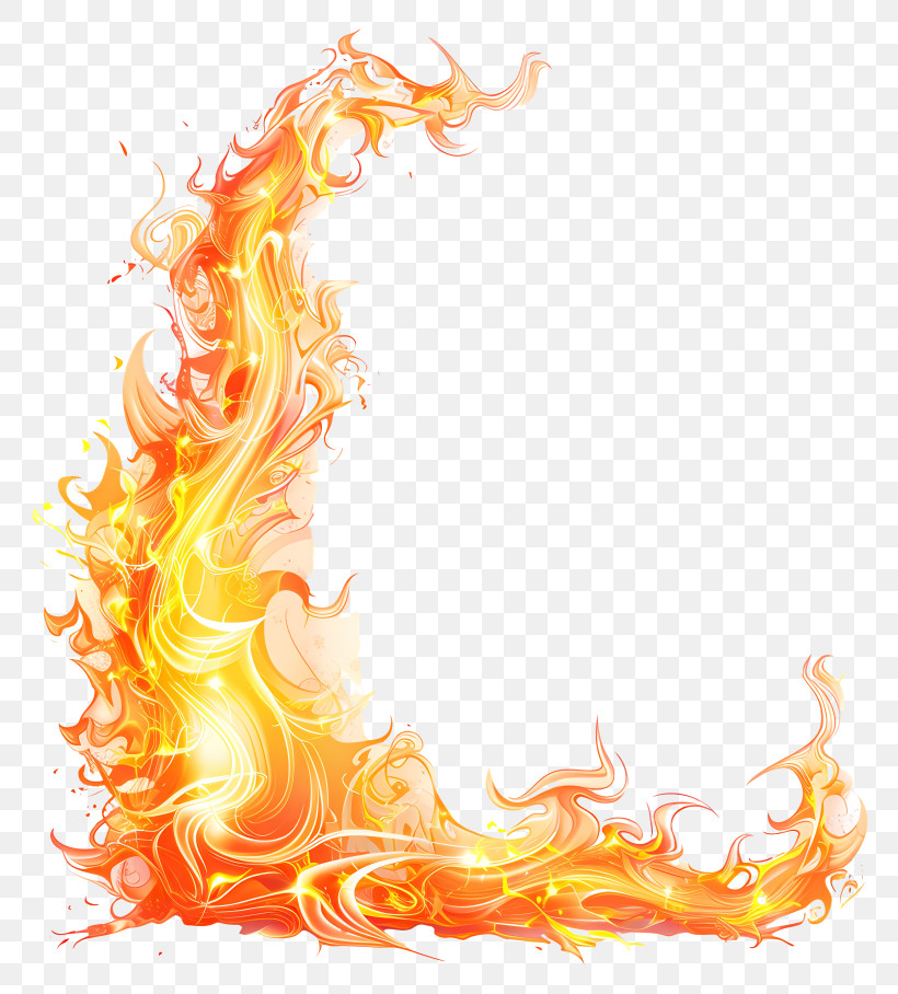 Flame Frame - Decorative Flaming Corner Illustration PNG