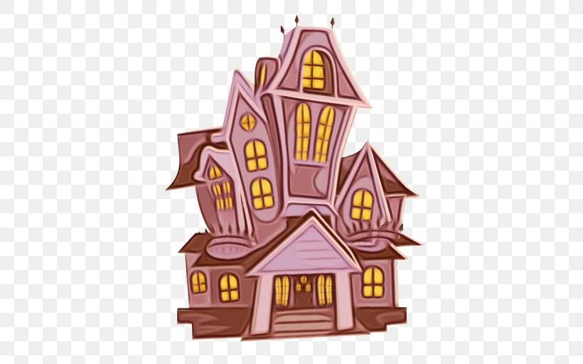 Haunted House Cartoon, PNG, 512x512px, Watercolor, Architecture, Art, Building, Cartoon Download Free