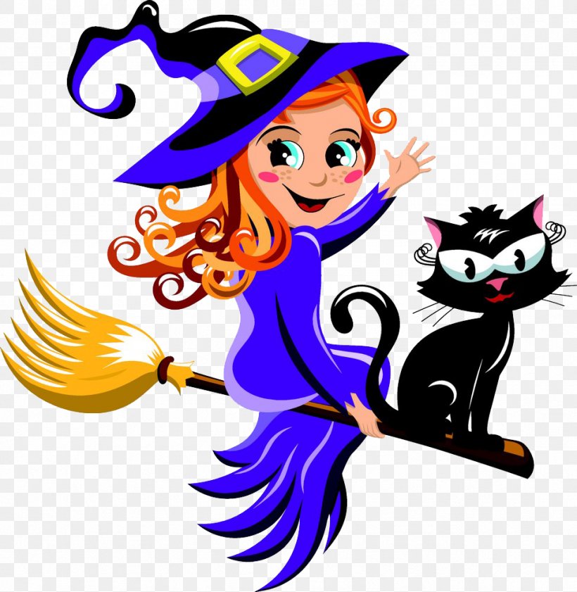 Black Cat Witchcraft Halloween, PNG, 974x1000px, Cat, Art, Artwork, Black Cat, Broom Download Free