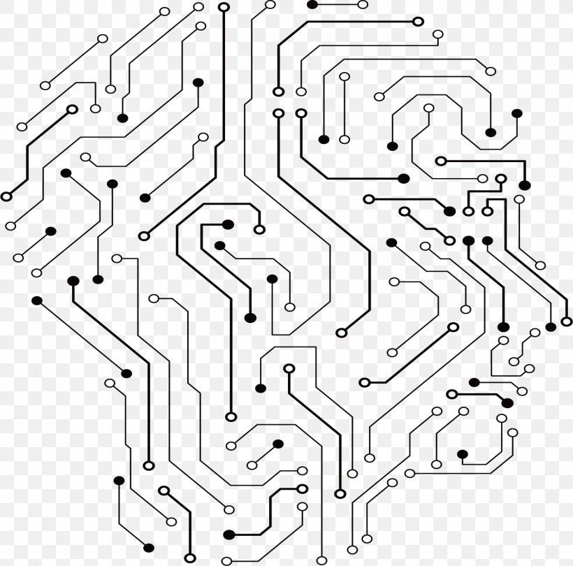 Printed Circuit Board Electrical Network Clip Art, PNG, 1576x1557px, Printed Circuit Board, Area, Auto Part, Black And White, Electrical Network Download Free