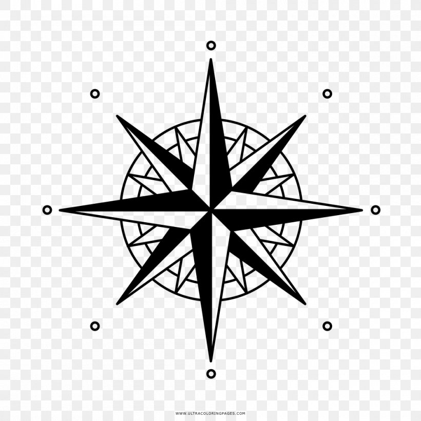 Wind Rose Compass Rose Clip Art, PNG, 1000x1000px, Wind Rose, Black And White, Compas, Compass, Compass Rose Download Free
