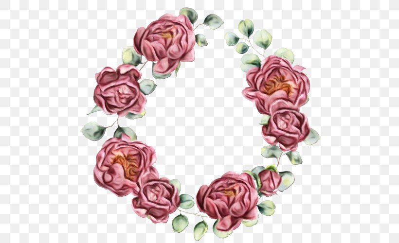 Watercolor Wreath Background, PNG, 500x500px, Garden Roses, Branch, Cut Flowers, Floral Design, Flower Download Free