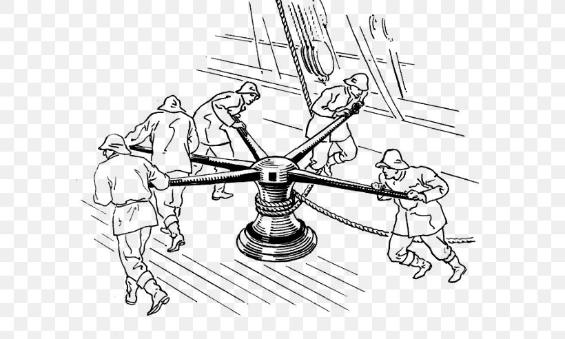 Capstan Simple Machine Sea Shanty Ship, PNG, 600x492px, Capstan, Artwork, Black And White, Boat, Cartoon Download Free