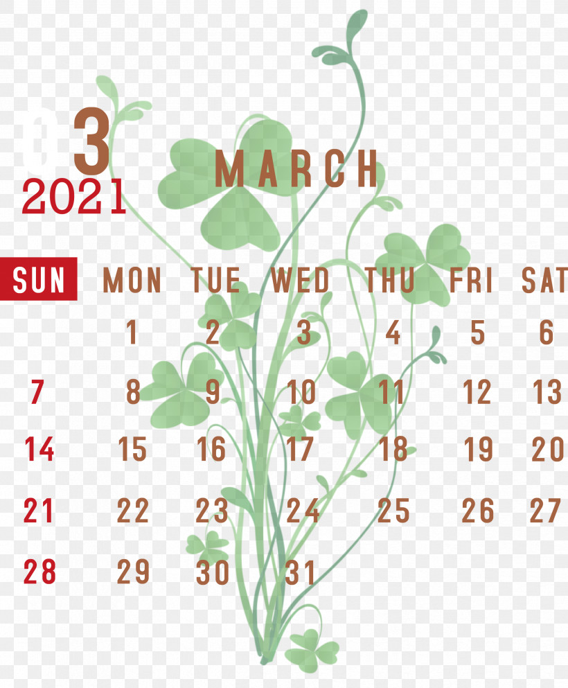March 2021 Printable Calendar March 2021 Calendar 2021 Calendar, PNG, 2476x3000px, 2021 Calendar, March 2021 Printable Calendar, Floral Design, Green, Leaf Download Free