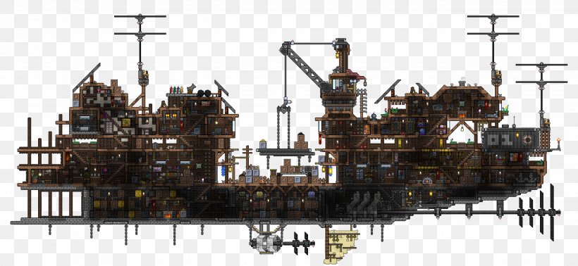 Terraria Galleon Room Building House, PNG, 2672x1232px, Terraria, Building, Caravel, Engine, Fluyt Download Free