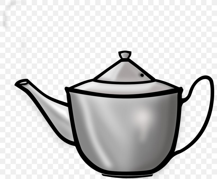 Teapot Kettle Clip Art, PNG, 800x677px, Tea, Black And White, Cookware And Bakeware, Cup, Drinkware Download Free