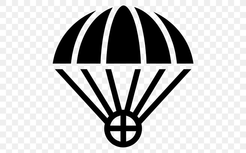 Parachute, PNG, 512x512px, Parachute, Airdrop, Area, Artwork, Black And White Download Free