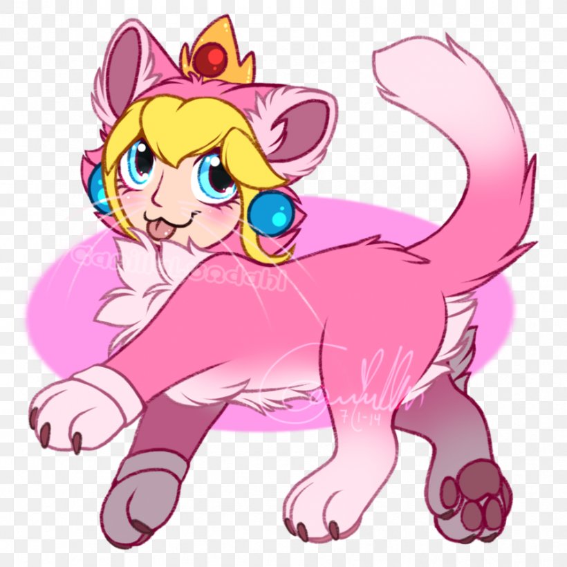 Super Mario Bros. Cat Princess Peach Super Mario 3D Land, PNG, 894x894px, Watercolor, Cartoon, Flower, Frame, Heart Download Free