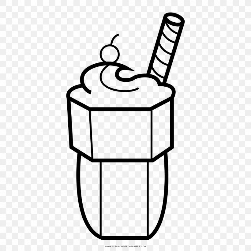 Milkshake Ice Cream Smoothie Drawing, PNG, 1000x1000px, Milkshake, Area, Ausmalbild, Black And White, Coloring Book Download Free