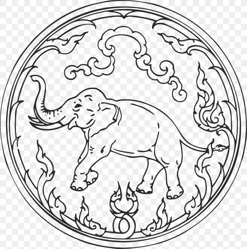 Chiang Rai Chiang Mai Phayao Province Elephants In Thailand Seals Of The Provinces Of Thailand, PNG, 2305x2326px, Chiang Rai, African Elephant, Area, Art, Black And White Download Free