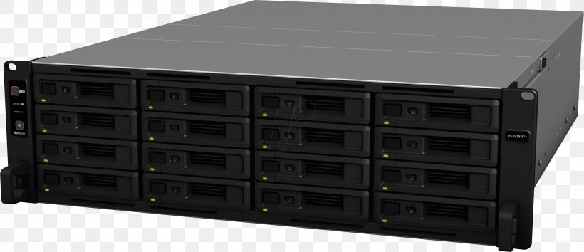 Disk Array Network Storage Systems Synology RS4017XS+ NAS RS4017XS+/ Synology RS2818RP+ 16 Bay NAS Hard Drives, PNG, 2733x1182px, Disk Array, Computer Accessory, Computer Hardware, Computer Servers, Data Storage Device Download Free