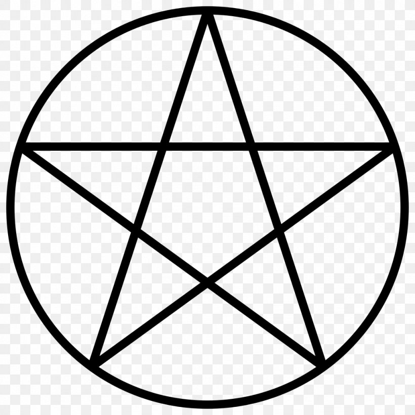 Pentagram Pentacle Symbol Wicca, PNG, 1024x1024px, Pentagram, Area, Black And White, Classical Element, Drawing Download Free