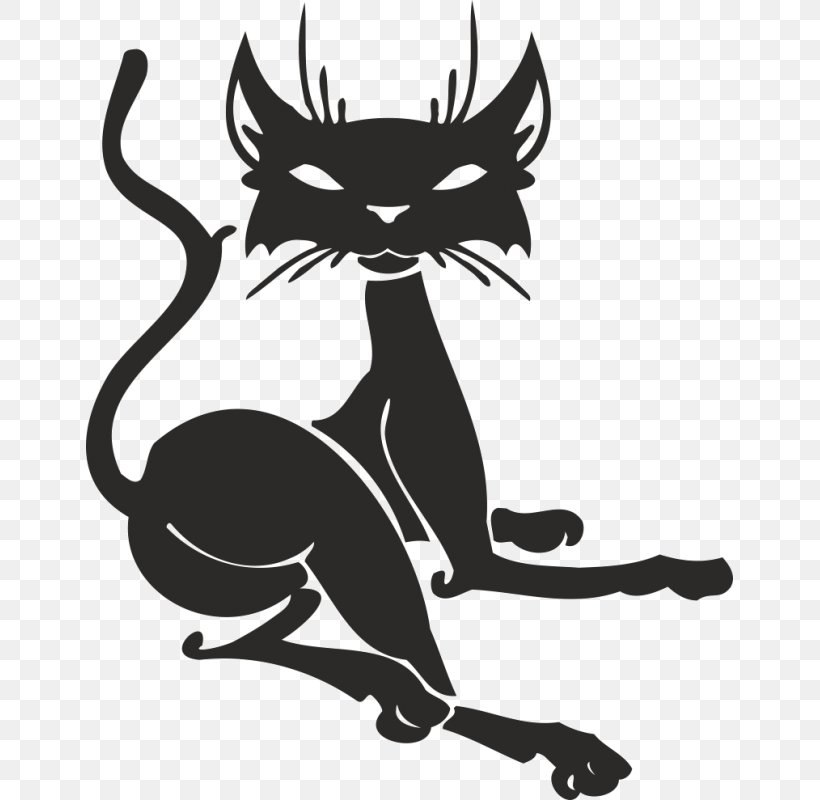 Cat Sticker Kitten Paper Виниловая интерьерная наклейка, PNG, 800x800px, Cat, Black, Black And White, Black Cat, Bumper Sticker Download Free