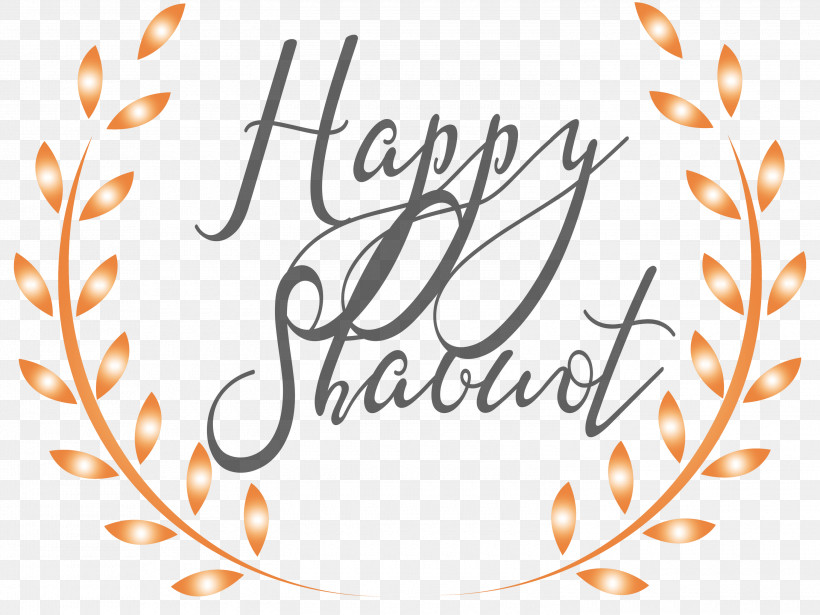 Happy Shavuot Shavuot Shovuos, PNG, 3000x2253px, Happy Shavuot, Calligraphy, Leaf, Line, Orange Download Free