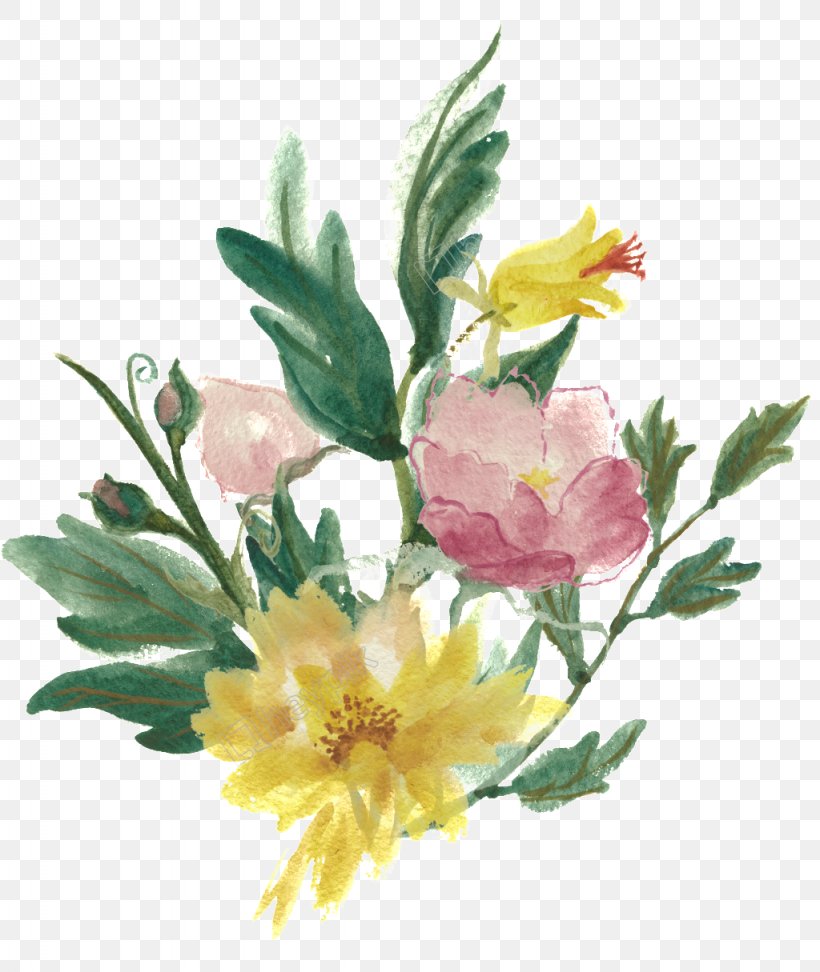 Watercolor Painting Illustration Floral Design Image, PNG, 1024x1215px, Watercolor Painting, Artificial Flower, Botany, Bouquet, Chinese Peony Download Free