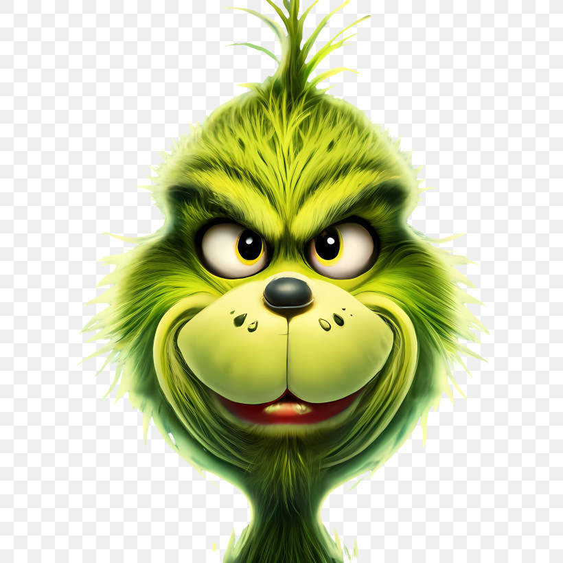 Christmas Grinch - Grinch Green Furry Face PNG