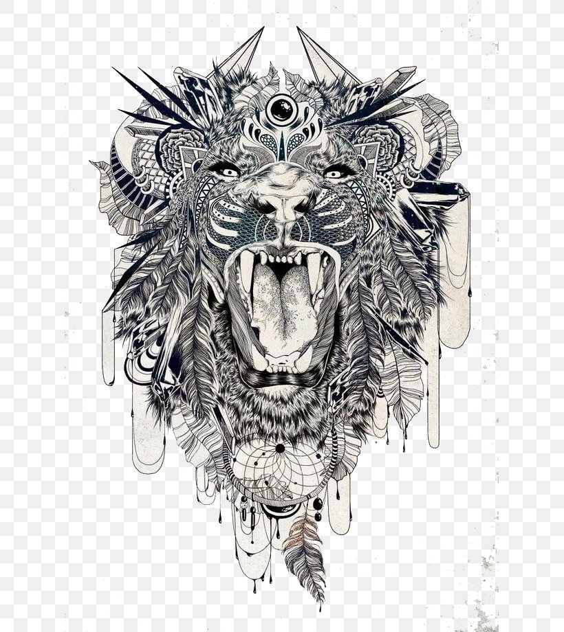 Lion Sleeve Tattoo Tiger Lower-back Tattoo, PNG, 631x920px, Lion, Art, Artist, Bone, Drawing Download Free