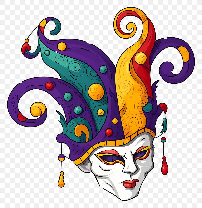 Colorful Mask - Vibrant Jester Mask With Swirls PNG