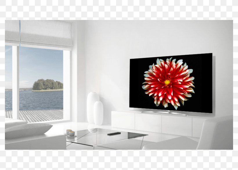OLED 4K Resolution Smart TV LG Ultra-high-definition Television, PNG, 786x587px, 4k Resolution, Oled, Flower, Highdefinition Television, Interior Design Download Free