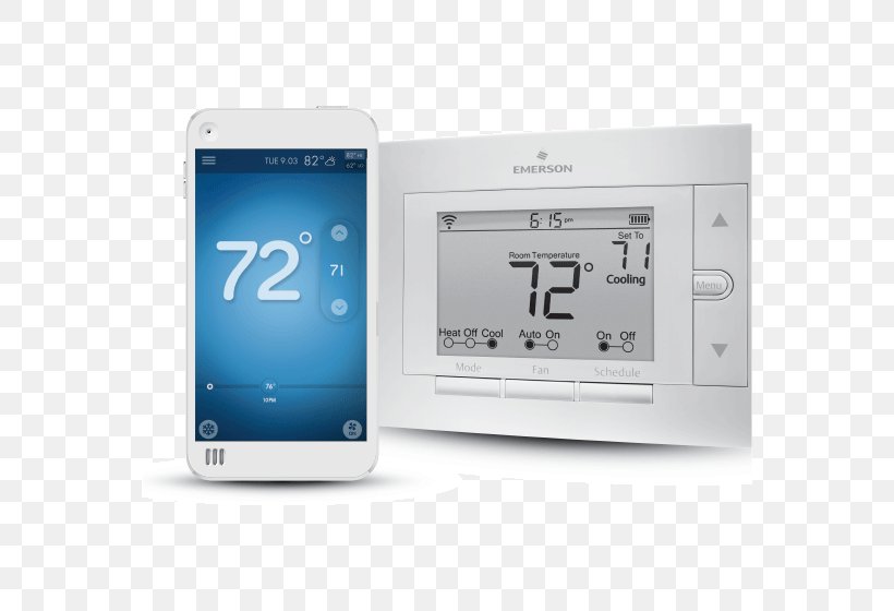 Smart Thermostat Emerson Sensi White-Rodgers 1F86U-24WF Nest Labs, PNG, 560x560px, Thermostat, Air Conditioning, Brand, Ecobee Ecobee3, Electronics Download Free