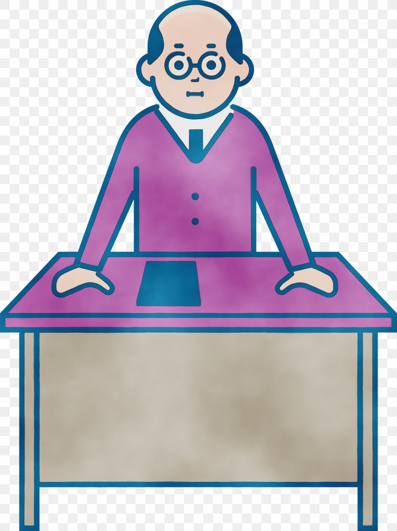 Cartoon Sitting Furniture Line Area, PNG, 2244x3000px, Teacher, Area, Behavior, Cartoon, Desk Download Free