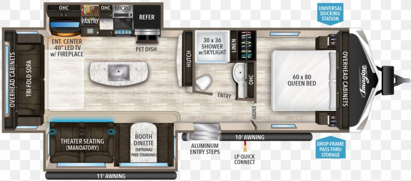 Caravan Campervans Grand Design Recreational Vehicles Trailer Floor Plan, PNG, 1200x530px, Caravan, Campervans, Cinema, Computer Component, Dinette Download Free