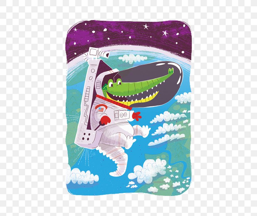 Crocodile Alligator Astronaut Outer Space Illustration, PNG, 690x690px, Crocodile, Alligator, Astronaut, Cartoon, Crocodiles Download Free
