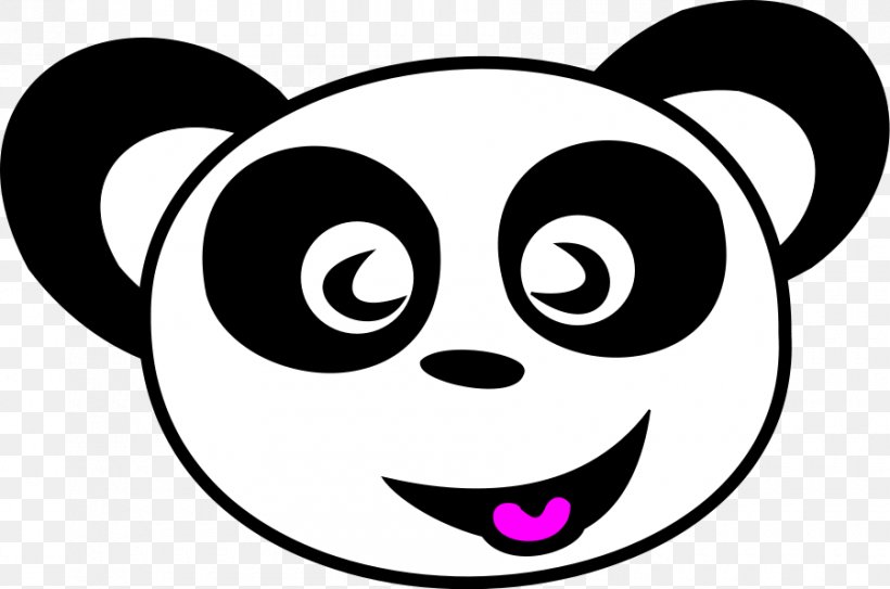 Giant Panda Bear Smiley Clip Art, PNG, 900x596px, Giant Panda, Area, Artwork, Bear, Black And White Download Free