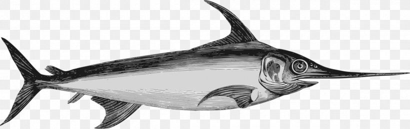 Swordfish Marlin Clip Art, PNG, 2400x759px, Swordfish, Animal Figure, Black And White, Bony Fish, Cartilaginous Fish Download Free