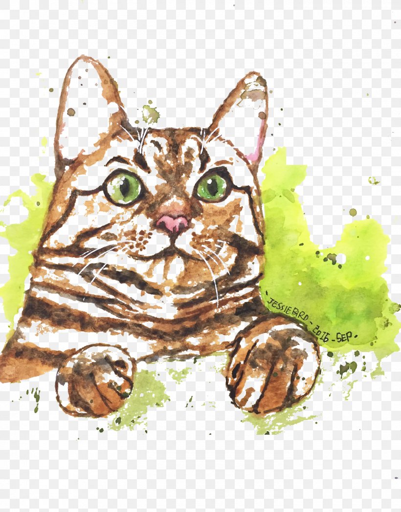 Tabby Cat Kitten Watercolor Painting Illustration, PNG, 1400x1788px, Tabby Cat, Animal, Art, Bird, Carnivoran Download Free