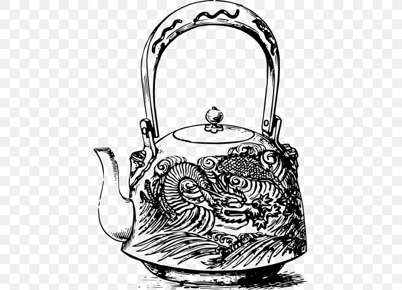 Teapot Teacup Clip Art, PNG, 438x593px, Tea, Artwork, Black And White, Chinese Tea, Cookware And Bakeware Download Free