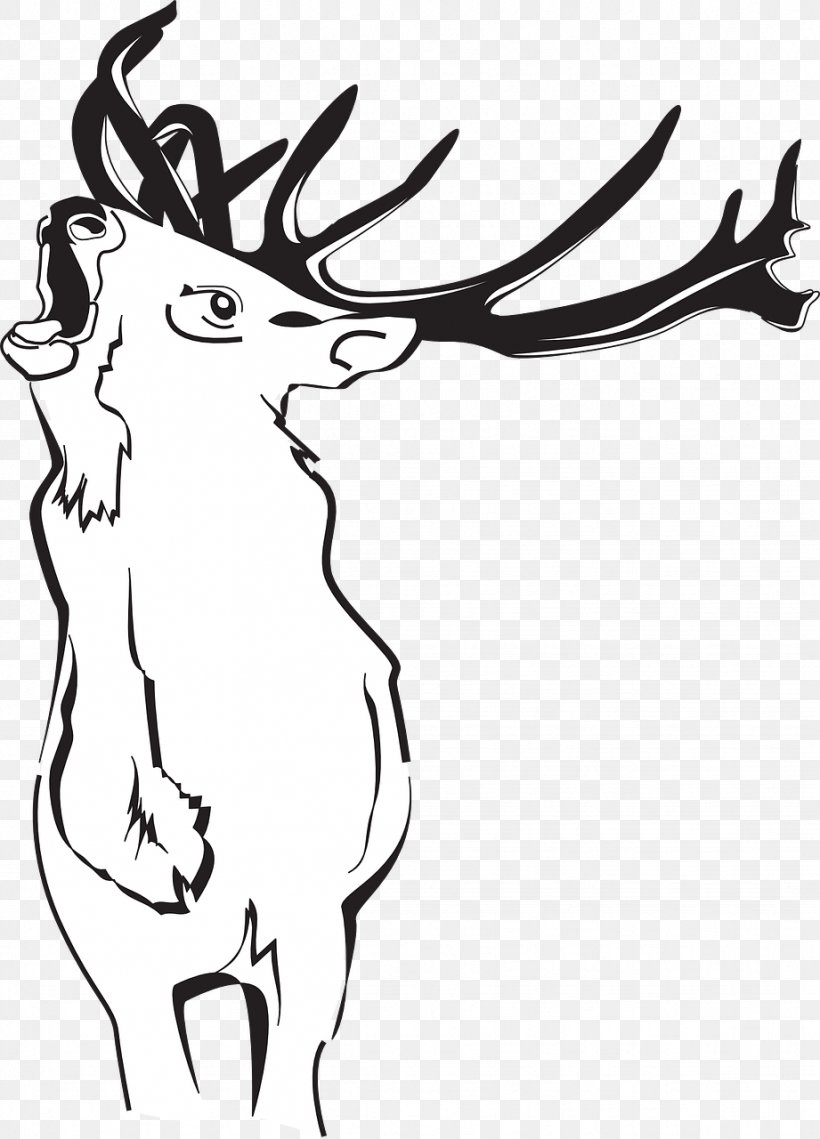 Reindeer White-tailed Deer Red Deer Antler, PNG, 921x1280px, Deer, Animal, Antler, Artwork, Black And White Download Free